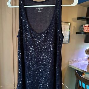 New York & Company Dark Blue Navy Sequin Sleeveless Top